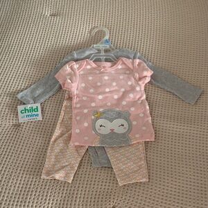 Carters - Pink Owl Polka Dot baby Onsie and pant Set